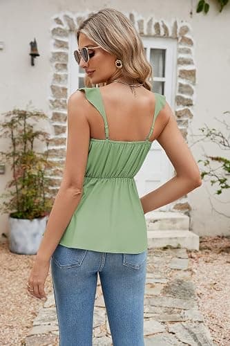 Poetsky Summer Beach Tanks for Women Sexy Going Out Tops Cute Peplum Babydoll Shirts thumbnail 6