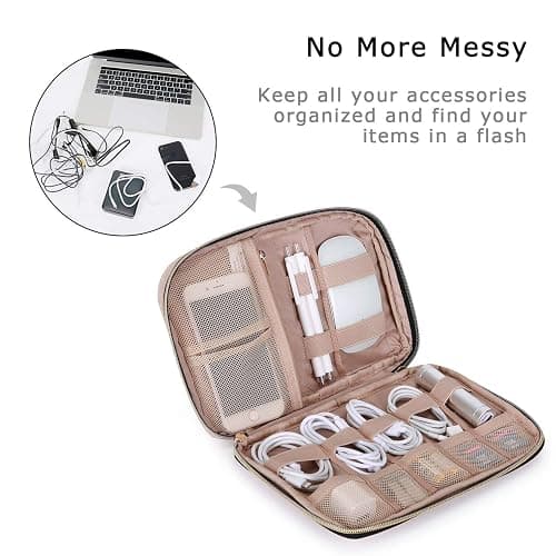 BAGSMART Large Electronics Organizer Travel Case, Travel Essentials, Cord Organizer Travel Cable Organizer Bag, Travel Accessories for Women, Pink - A-Pink thumbnail 2
