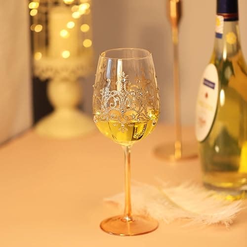 NymphFable Colorful Wine Glass Golden Crown Artisan Painted Glass 15oz Personalised Gift for Birthdays Weddings thumbnail 6