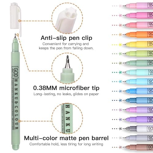 HANKU Bible Journaling Pens No Bleed Through, Fineliner colored pens for Bible Study, Fine Point Pen Journaling Supplies with Assorted Colors, 0.38mm,16 Pack thumbnail 2