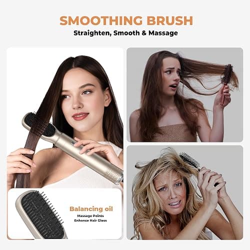 5 in 1 Hair Dryer Brush Set,Professional Negative Ionic Hot Air Styler, Air Curling Wrap Styler,Detachable Blow Dryer Brush With Auto Wrap Curlers,Hair Styling Tools For Straight/Curl/Drying/Smoothing thumbnail 6