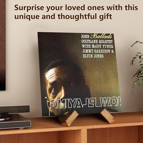 Now Playing Vinyl Record Stand, Solid Wooden Vinyl Record Holder Display Stand, Retro Now Spinning Record Stand for Vinyl Record, Cookbook Holder,Recipe Stand for Kitchen,Photo Album Book (Brown) thumbnail 6