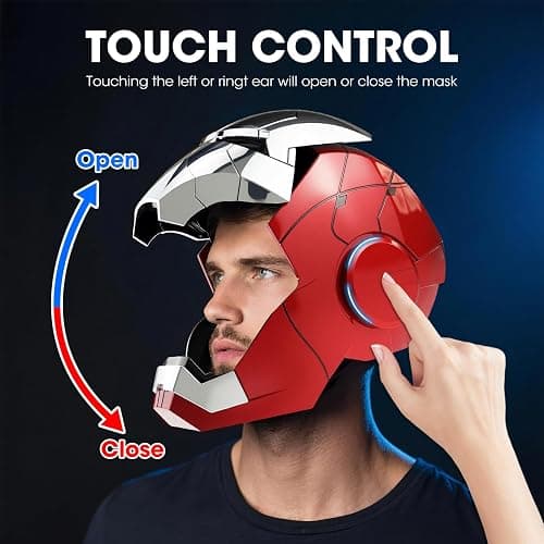 JCHENBH Iron Hero MK 5 1:1 Wearable Helmet-Silver Mask for Man-with Voice&Touch & Remote Control, LED Eyes & Realistic Sound Effects-Cosplay & Collectible Gift for Adults and Teens thumbnail 2