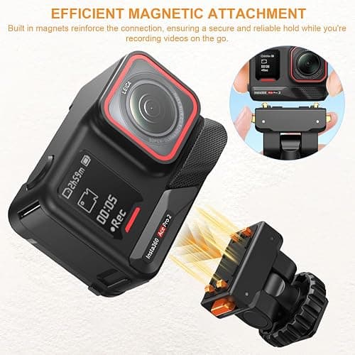 Desiontal Cold Shoe Adapter Mount with Magnetic Quick Mount Holder, 160 Tilt Adjustable, Universal Action Camera Accessory for Insta360 Ace Pro2 / AcePro / Ace, with 1/4" Screw Hole thumbnail 3