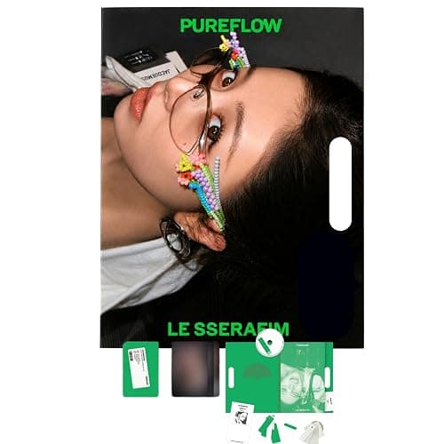 LE SSERAFIM PUREFLOW pt.1 Compact Album [Huh Yunjin Ver.] Photobook + CD + Random photocard + Tag Sticker + Tag Paper + Member Cover (INNOCENT GREEN Ver.) - Image 1