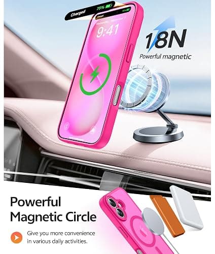 FNTCASE for iPhone 16 Plus Case: [Compatible with Magsafe] Translucent Matte Cases with [Full Camera Protection] [Screen Protector] Military Grade Shockproof Protective Phone Cover - Hot Pink thumbnail 3