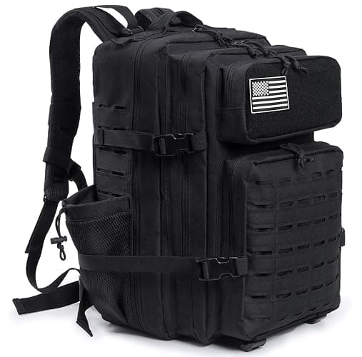 QT&QY 25L/45L Grande capacité Sacs à dos tactiques militaires pour hommes Sac de jour Molle sac à dos de fitness Sac à dos de randonnée avec porte-bouteille thumbnail 2