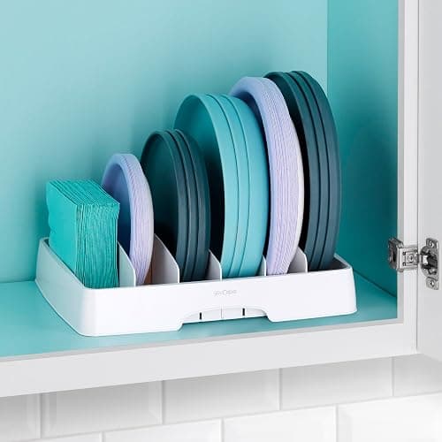 YouCopia StoraLid Food Container Lid Organizer for Kitchen Cabinet Storage with 5 Adjustable Dividers, 10.5''D × 13.4''W × 3.3''H, Large Classic Edition, White thumbnail 4