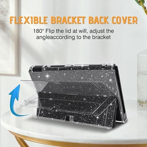 DLseego Protective Glitter Case Compatible with Switch OLED Console - Updated Version, Bling Soft TPU Cover with Shock-Absorption and Anti-Scratch Design - Crystal thumbnail 6