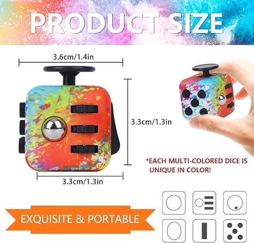ZCOINS Fidget Cube with 6 Sides Stress Relief Fiddle Toys Fidget Toys for Adults and Teens -Colorful thumbnail 2
