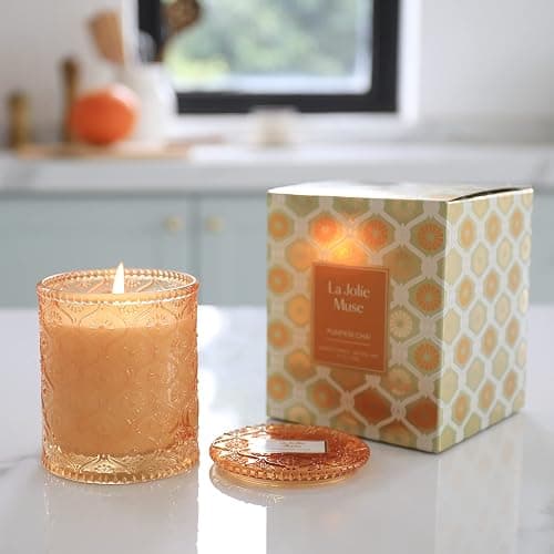 LA Jolie Muse Pumpkin Chai Scented Candle, Autumn Candle, Natural Soy Candle, 40 Hours Burning Time, Luxury Candle Gift for Women & Men, House Warming Gift thumbnail 4