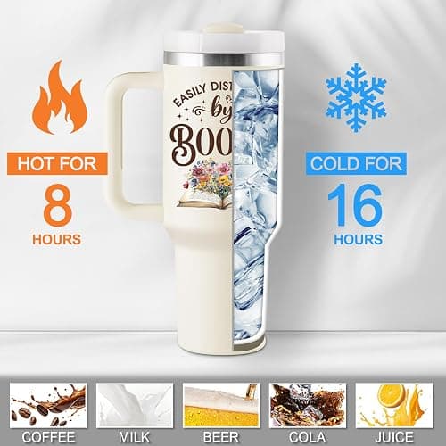 ROSTANTEN Book Lovers Gifts for Women - 40 oz Tumbler with Lid & Straw - Bookish Gifts for Readers Book Club Gift Books Themed Reading Gift for Librarian - Insulated Travel Cup 40oz thumbnail 6
