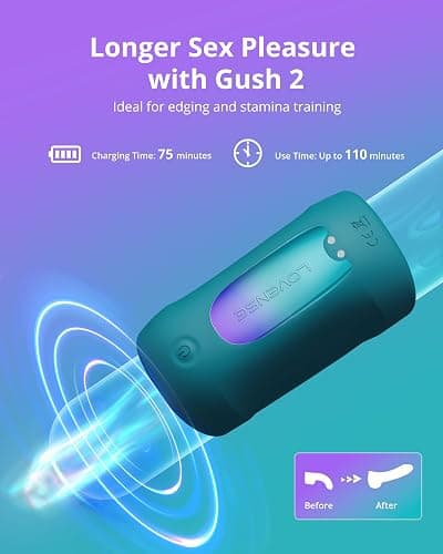 LOVENSE Gush 2 Automatic Male Masturbator Stroker, Vibrating & Oscillating Adult Sex Toys & Games with Endurance Training App Remote Control Penis Vibrator Massager Cock Ring, with Adjustable Buckles thumbnail 6