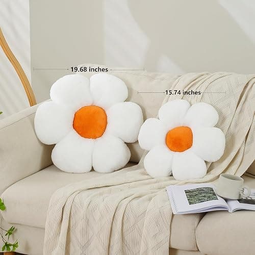 CANGHI Flower Pillow,Pink 15.7" Decorative Throw,Daisy Pillow | Soft plush daisy cushion with PP cotton filling, cute aesthetic decor for sofa, couch, bed, bedroom, living room thumbnail 2