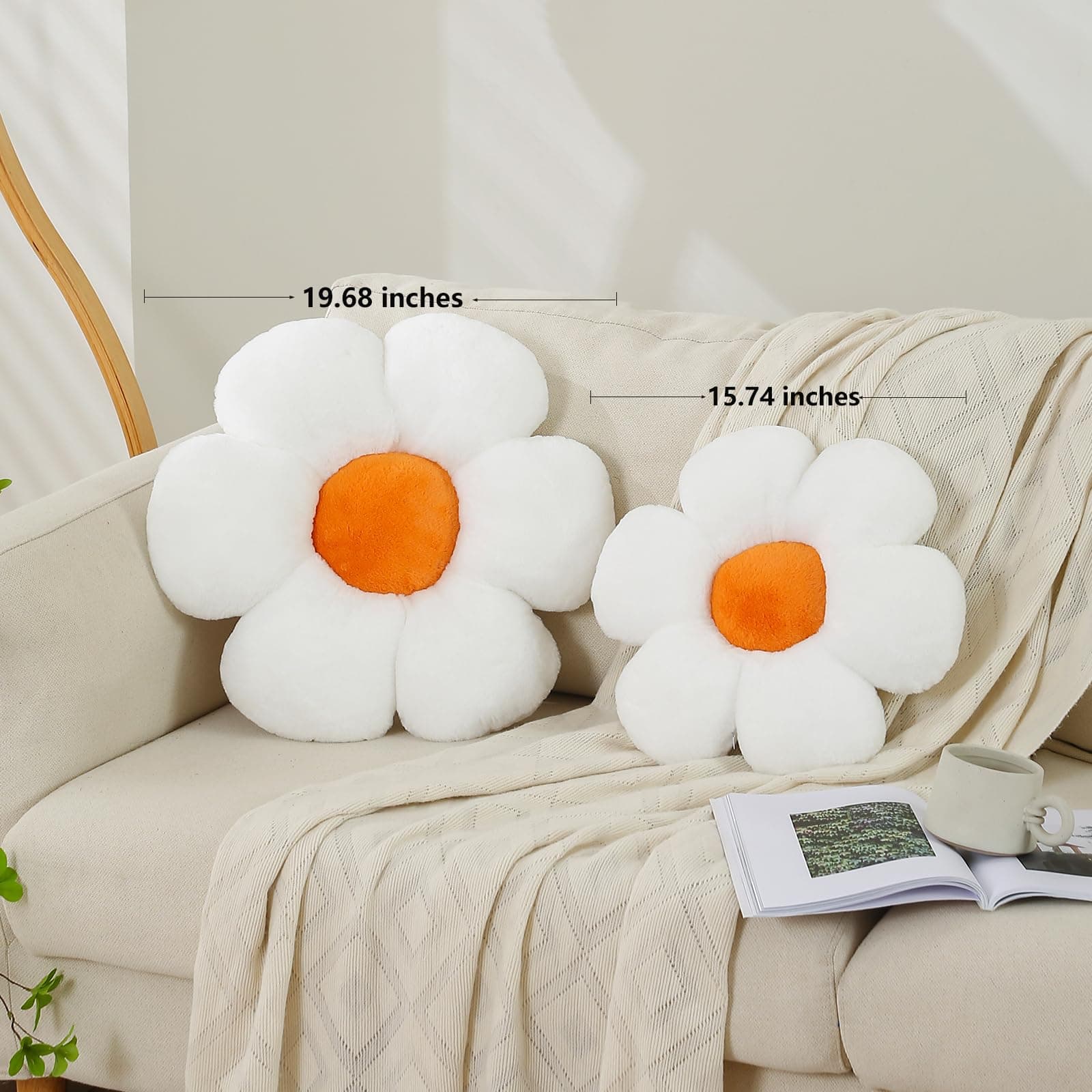 Daisy Flower Pillow, Flower Floor Cushion, Flower Seat Cushion for Girls Bedroom Sofa Chair Aesthetic Decor (Pink, 15.7inch) thumbnail 2