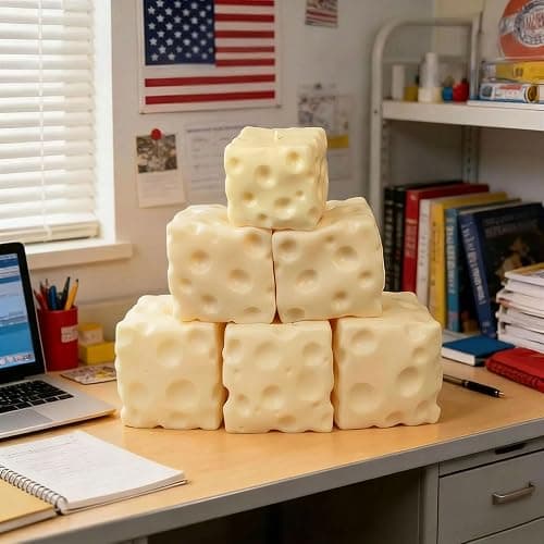Cheese Squishy Toys, Slow Rising Stress Relief Gifts for Adults, 2.96Inch | Soft Cheese Squishy Help Calm Anxiety. Easy to Clean, Portable, Safe TPR Material. Ideal for Office Home Travel, Light Yellow thumbnail 2