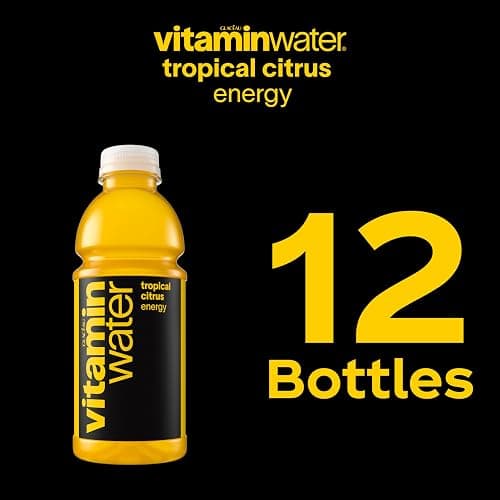vitaminwater Energy Tropical Citrus Nutrient Enhanced Flavored Water Beverage, 20 fl oz Bottles, 12 Pack thumbnail 6