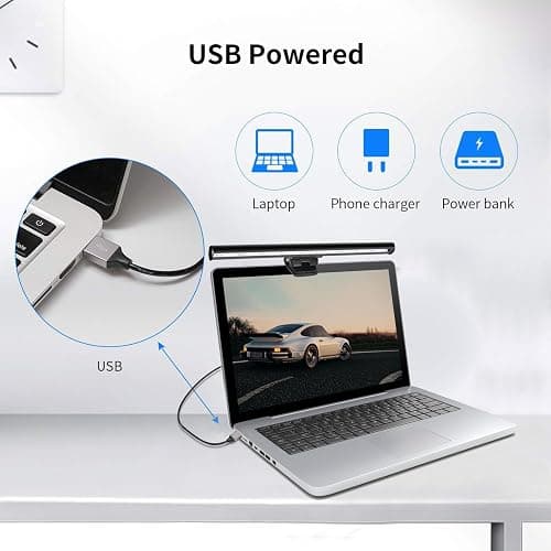 Wodgreat Laptop Monitor Lamp, LED Screen Light Bar, Adjustable Brightness & Color Temperature, Eye-Care Tablet Lamp for Keyboard, No Screen Glare, Space Saving, USB Powered, for Laptop Only thumbnail 6
