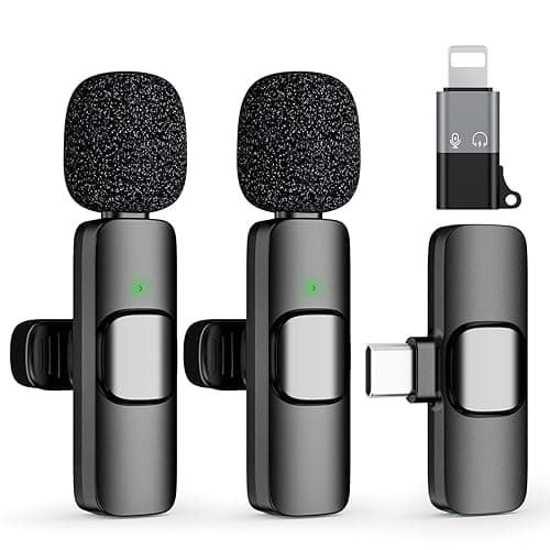 USB C Mini Wireless Lavalier Microphone for iPhone 15 16, iOS and Android Devices - Noise Reduction Lapel Mic for Recording, Clip on Mic, Omni Lav Mic for Video Recording, Tiktok, Youtube, Vlog - Black K1 for USB C