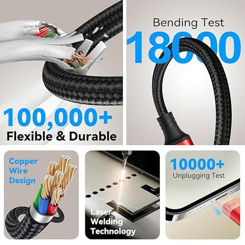6 in 1 Multiple Charging Cable, 2Pack 6Ft Multi Chargers Cord for All Devices Braided USB A/C to Lightning/Type C/Micro USB Ports Universal Charger Cable for iPhone Series/Samsung/Tablets/PS and More thumbnail 5