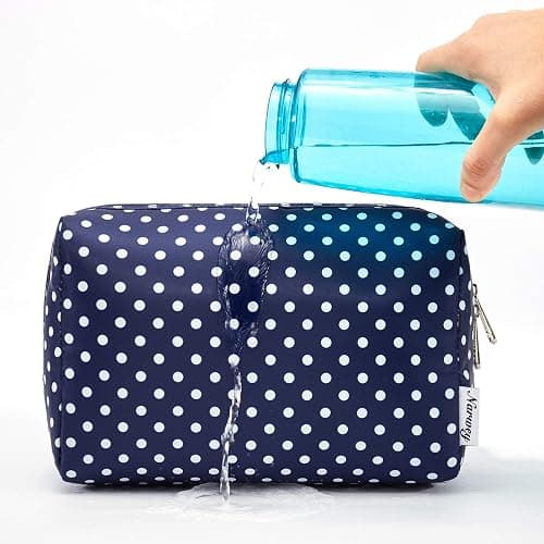 Narwey Cute Makeup Bag Travel Cosmetic Bag Organizer Toiletry Bag Make Up Bags with Compartments for Women Girls (Large, Polka Dot) thumbnail 4