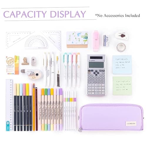 CICIMELON Large Capacity Pencil Case 3 Compartment Pouch Pen Bag for School Teen Girl Boy Men Women (Purple) thumbnail 7