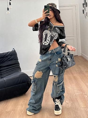 SOLY HUX Women's Y2k Leopard Number Graphic Oversized Tops Football Jersey Shirts Streetwear thumbnail 3