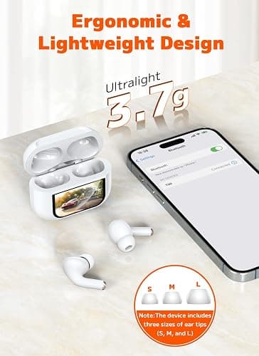 Szwdo Wireless Earbuds, Bluetooth 5.4 Ear Buds with Smart Touchscreen Case, ENC Noise Cancelling Headphones with 48H Playtime, Bass Stereo Sound, Compatible with iPhone Air/17/16/15/14/Android, Pad thumbnail 7