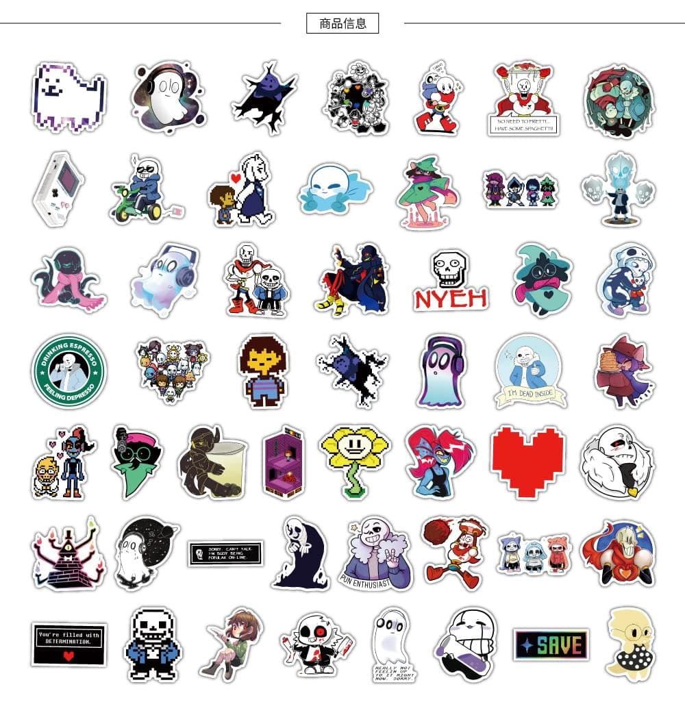 100 Pcs Undertale Stickers for Water Bottles, Skateboard, Luggage, Computer, Collectible Album, Car Stickers, Cute Laptop Stickers for Kids Teens Adults thumbnail 4