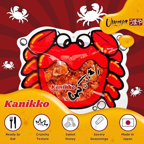 UMAYA - Okabe Kanikko - Ready To Eat Fried Japanese Baby Crabs - With A Hint Of Sweet Honey and Savory Seasonings - Crunchy Gourmet Snack From Japan - Individual 2.3oz (65g) Snack Size Bag - Pack of 1 thumbnail 5