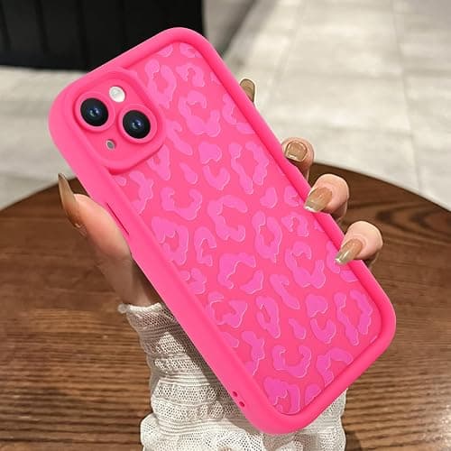 MOWIME Compatible with iPhone 14 Case, Cheetah Print Shockproof Soft TPU Protective Cover for Women Girls, Slim Anti Scratch Leopard Case for iPhone 14 6.1 Inch, Hot Pink - Image 1