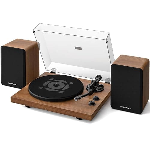 QLEARSOUL SoulBox S1 Vinyl Record Player with Stereo Speakers | Turntable with Built-in Preamp, S-Shaped Tonearm, 33/45 RPM - Image 1