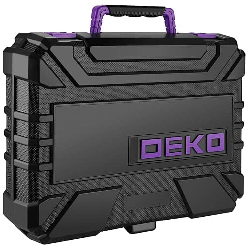 Tool Set: Tool Kit with 8V Cordless Drill, Hand Toolbox with storage case, Tool set for Home Repairs 126 Piece, Purple thumbnail 6