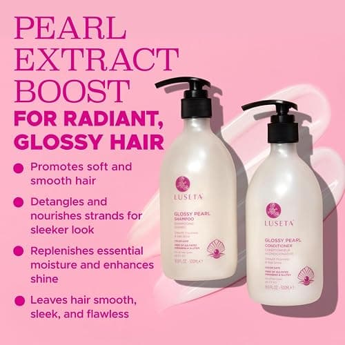 Luseta Glossy Pearl Shampoo and Conditioner Set Smooth & Moisturize, Add Shine and Helps Tame Frizz,Hydrating for Damaged Hair, Detangle,Nourish Strands, Sulfate Free,16.9oz*2 thumbnail 4