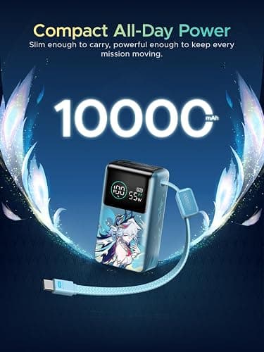 UGREEN x Honkai: Star Rail Edition 10000mAh Power Bank, 55W Portable Charger with Built-in USB-C Cable, 45W Fast Recharge, 3-Port Battery Pack for MacBook Air, iPhone 17, Steam Deck thumbnail 3