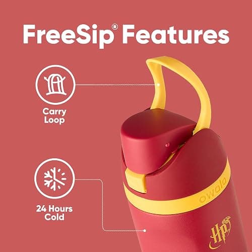 Owala Harry Potter FreeSip Insulated Stainless Steel Water Bottle with Straw, BPA-Free Sports Water Bottle, Great for Travel, 24 Oz, Gryffindor thumbnail 3