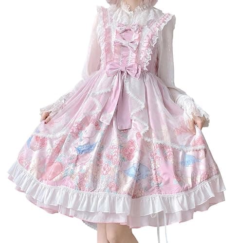 Packitcute Teens Lolita Prinzessin Party Kleid Kawaii Bunny Print Schleife Rüschen Ärmellos A-Linie Niedliche Kleider Cosplay Kostüm - Image 1