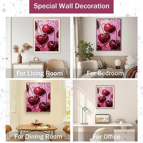 Gamteldot Cherry Diamond Art Kits for Adults Beginners,DIY Diamond Art 5D Full Drill Diamond Dots Diamond Painting with Complete Tools,Pefect Art Crafts for Home Wall Decor Gift-12x16in - GT-DP-26 thumbnail 2