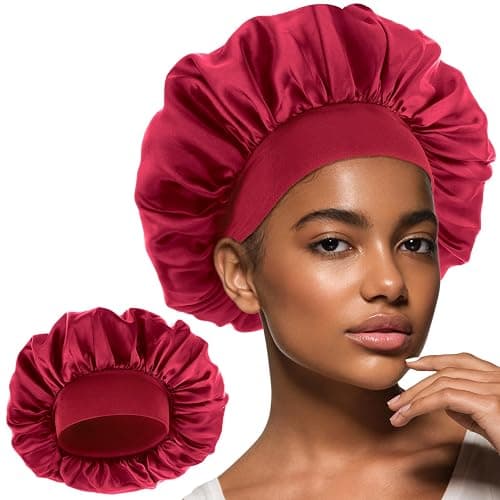 WLLHYF Silk Bonnet for Men, Satin Bonnet Elastic Band Silk Sleep Cap Soft Adjustable Hair Cap Hair Wrap for Women Sleeping thumbnail 8