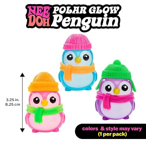Schylling Needoh Squishmas Polar Glow Penguin - Sensory Squeeze Toy with Super Solid Squish - (Pack of 1) thumbnail 2
