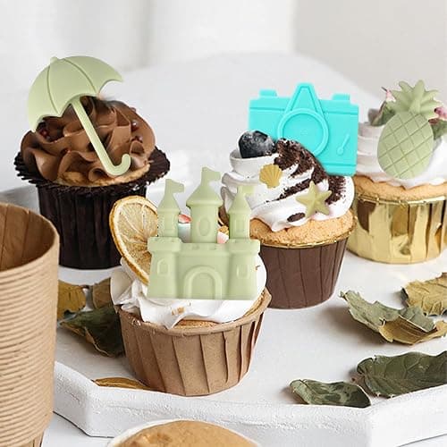 Wilewir Summer Beach Silicone Molds Shaped with Coconut Tree, Starfish and Shells, Summer Beach Candy Chocolate Silicone Mold for Cupcakes, Cakesicle Decorations, Summer Themed Party, Pack of 2 thumbnail 7