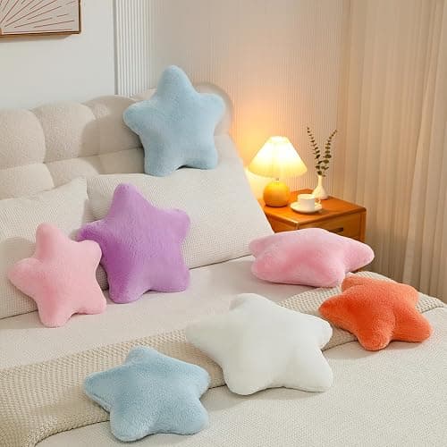 YRXRUS Star Pillows, Black Star Shaped Pillow, Decorative Throw Pillow Gifts, Cute Plush Room Decor, Fluffy Faux Rabbit Fur 14"x14"Pillows for Living Bedroom thumbnail 6