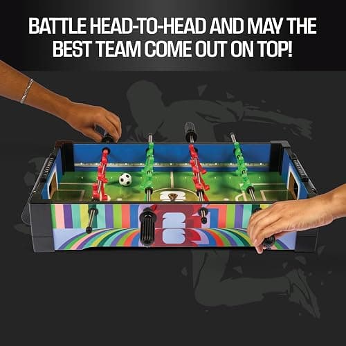 FIFA Tabletop LED Foosball, Light Up Soccer Playfield with Score Trackers and Ball Return, Compact Indoor Family Activity, 2 Foosballs Included thumbnail 3