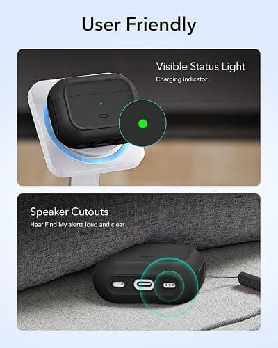 ESR for AirPods Pro 3 Case, Compatible with AirPods Pro 3rd Generation Case (2025), Compatible with MagSafe, Full Drop Protection Cover with Lanyard, Black thumbnail 9