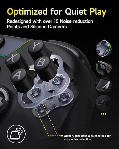 EasySMX X05Pro Wireless PC Controller – Quiet-Press Buttons, 2-Stage Impulse Triggers, 2 Programmable Buttons, Hall Joysticks, 1000mAh Battery, 1000Hz Polling Gaming Controller for PC/Switch/Android/iOS thumbnail 2