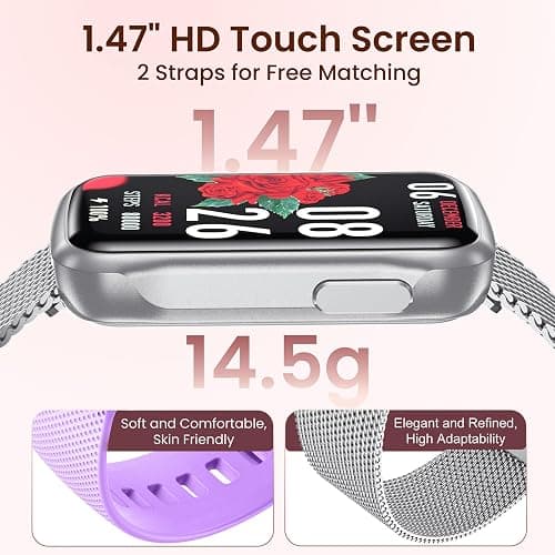 Fitness Tracker Smartwatch for Women Men: Health Activity Trackers with Heart Rate Blood Oxygen Sleep Monitor Step Counter Sport 1.47" Touchscreen IP68 Waterproof Smart Watch Compatible Android iOS thumbnail 2