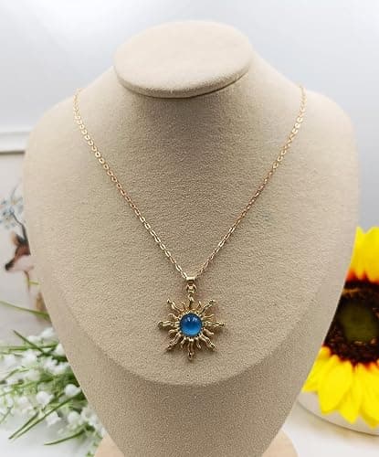kepvrio Sun Necklace for Women,Birthstone Necklace Sunstone Gemstone Healing Pendant Necklace Sunflower Opal Pendant Necklace Trendy Costume Jewelry thumbnail 2