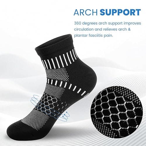 IRAMY Ankle Compression Socks for Men Women Cushioned Running Athletic Socks Plantar Fasciitis Relief 2/4/6 Pairs thumbnail 2