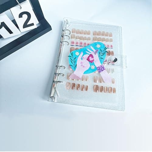 Press On Nail Organizer,10 PCS,A5 Glitter PVC Cover Binder,Press On Nail Packaging for Fake Nail Storage Nail Display Nail Salon Press On Nail Supplies Organizer with Nail Tape(A5(9.37 * 6.89 * 1inch) thumbnail 6