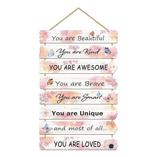 Paquesta Girls Room Decor Butterfly Wall Decor for Girls Bedroom Inspirational Wall Art for Kids Pink Wall Decorations Little Girl Toddler Room Wood Sign Nursery Room Decor (Butterfly) - Image 1